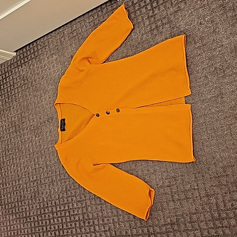 Chic orange sherbert color CASHMERE cardigan